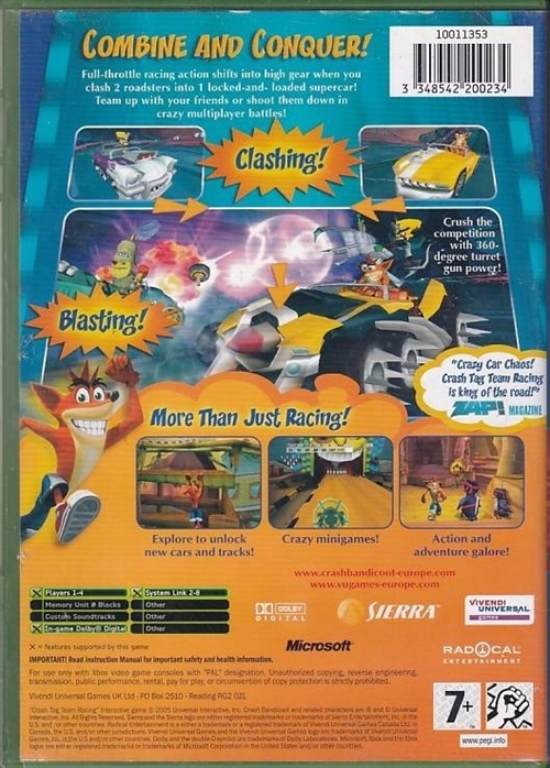 Crash Tag Team Racing - XBOX (B Grade) (Genbrug)